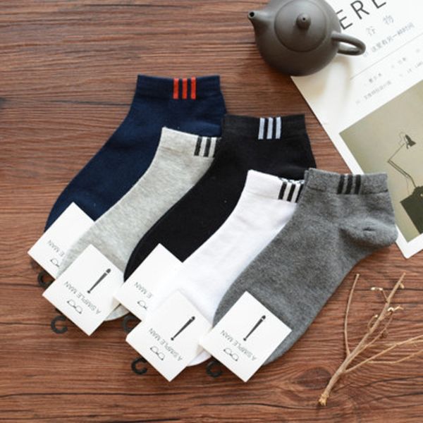 

5 pairs/lot men's slippers socks sox 100% cotton blend soft casual invisible short boat socken, Black