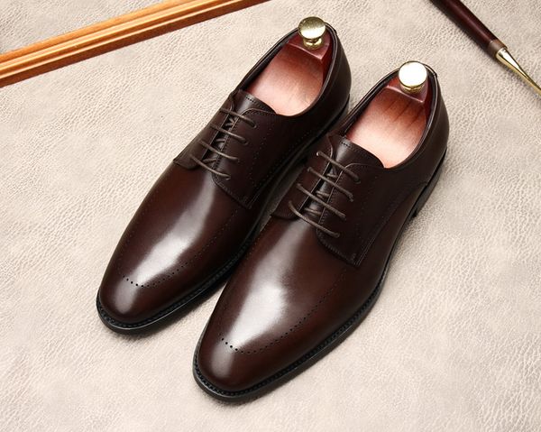 

italian shoes oxford men genuine leather casual lace up fashion formal shoes wedding business black coffee color dress shoes men