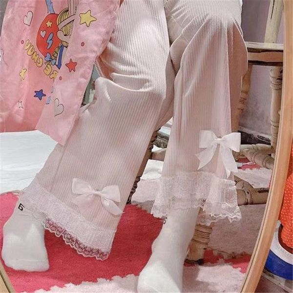 

women's pants & capris lace stitching embroidery women autumn cargo trousers streetwear cute loose harajuku fashion female kawaii dance, Black;white