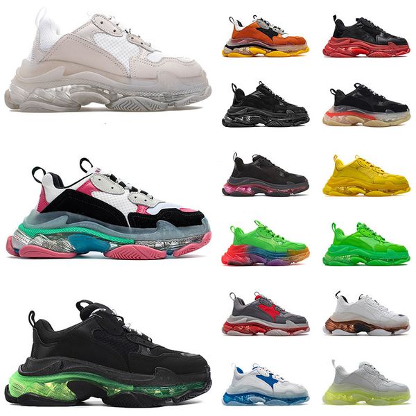 

fashion triple s crystal bottom mens luxury sneakers vintage platform all black white women lady casual designer shoes trainers clear sole