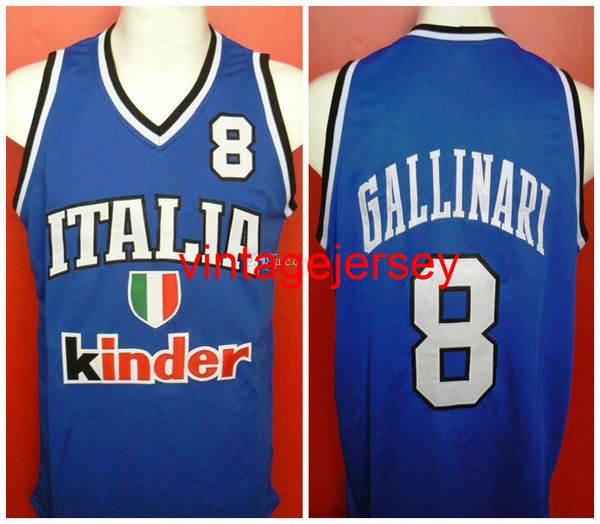 

danilo gallinari #8 team italia italy italiano retro basketball jersey mens stitched custom any number name jerseys, Black