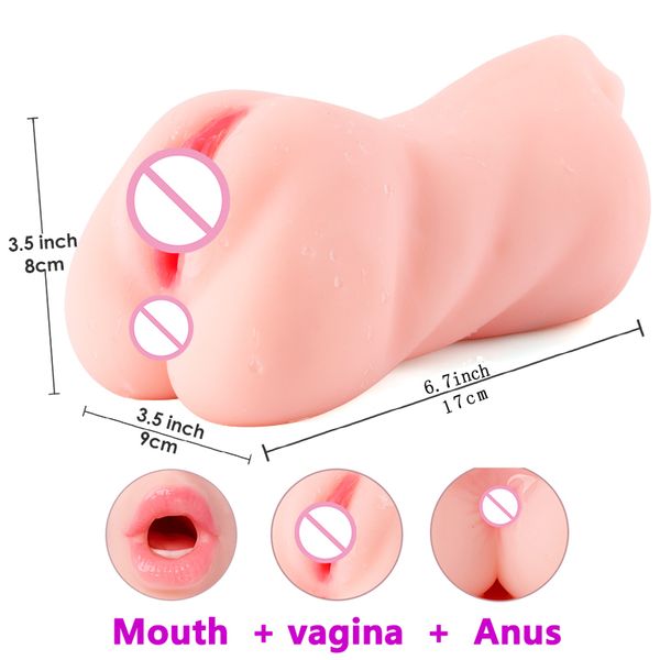 

sex massager Three Channel Artificial Vagina For Men Masturbator Sex Toys Silicone pocket pussy Oral 3D blowjob Sextoy for Male X0320
