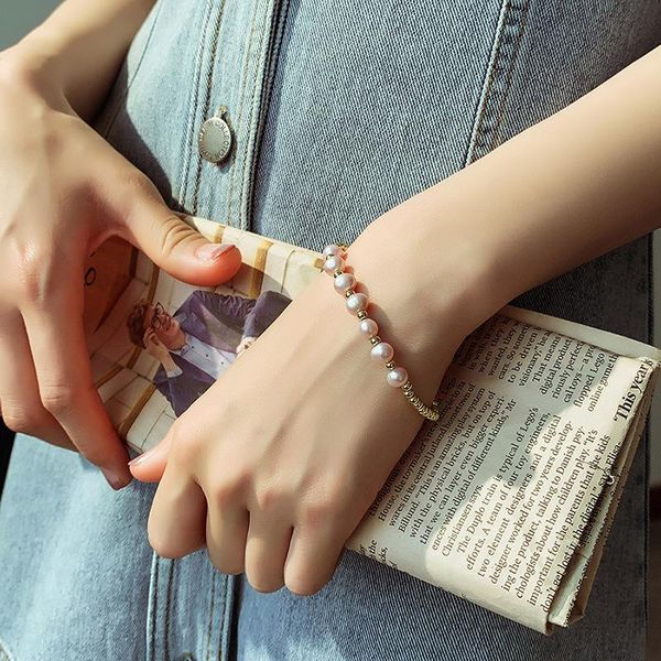 

bangle ch-1217 korean temperament pearl girl heart girlfriends bracelet female simple wild niche design hand jewelry ins cold wind, Black