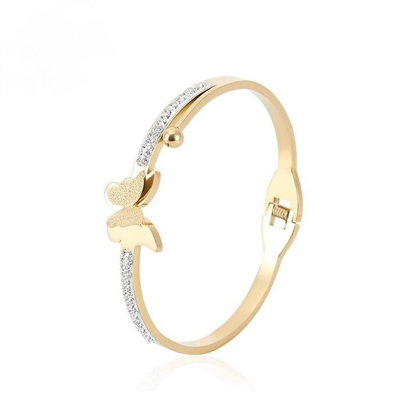 

bangle yoiumit fashion stainless steel bracelet for women butterfly gold pulseira feminina lover's engagement jewelry, Black