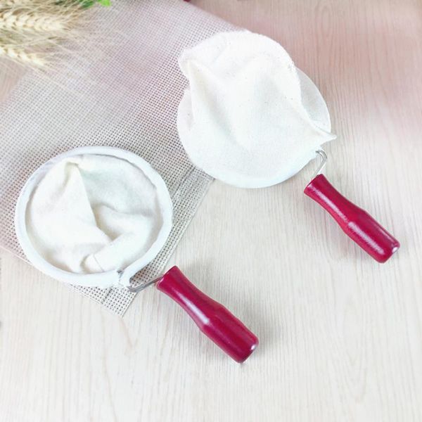 

coffee filters reusable filter bag wooden handle cotton flannel dripper strainer dropping pot mesh cafe tea accessories