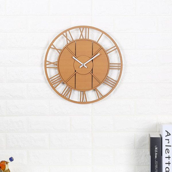 

wall clocks needle brief vintage clock wooden art 35cm power by battery for livingroom study decoration