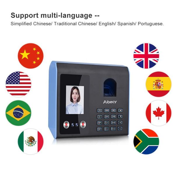 

aibecy intelligent attendance machine face fingerprint password recognition mix biometric time clock for employees multilanguage scanners