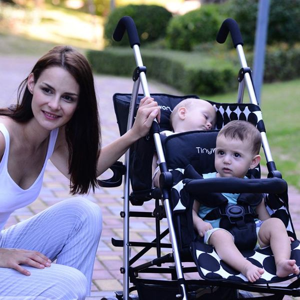 

twin stroller lightweight folding front and rear seats can sit lie baby strollers#