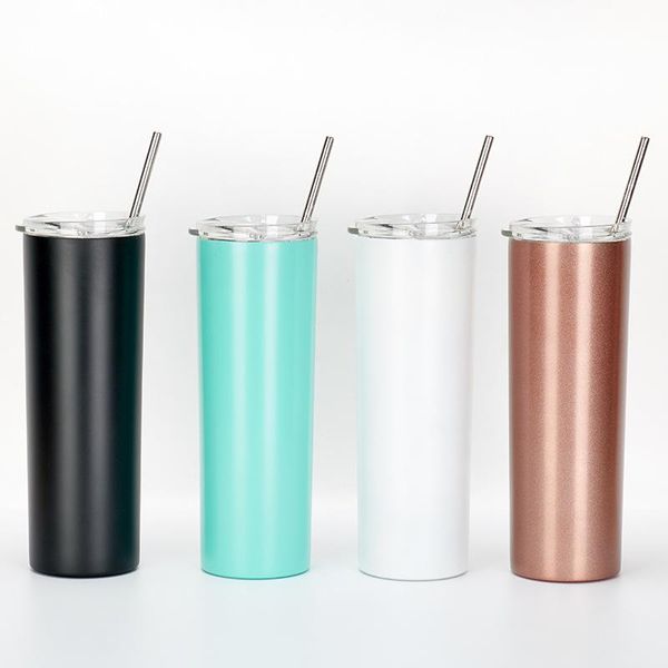 

water bottles 20oz sublimation skinny tumbler stainless steel double wall insulated straight cup with straw