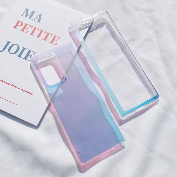 

cell phone pouches luxury transparent blue-ray case for galaxy z fold ultra thin slim soft tpu silicone cover 2 flip