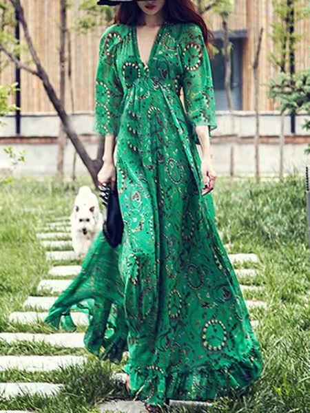 

fashion dress autumn women's v-neck long skirt-, Black;pink