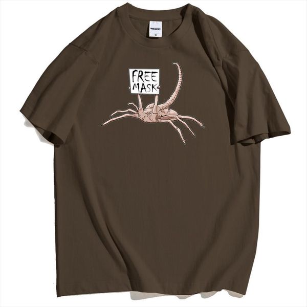 

alien facehugger cartoon printing mens t shirts man oversize men tee brand street fashion, White;black