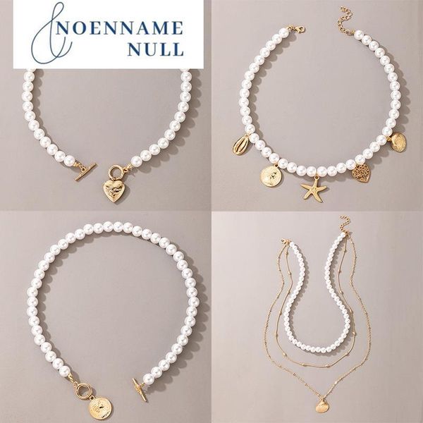 

pendant necklaces vintage baroque pearls lock chains necklace 2021 geometric coin shell buckle short for women punk jewelry gift, Silver