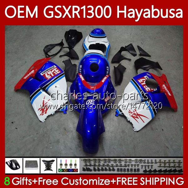 Karosserieeinspritzung für Suzuki GSXR 1300 CC Hayabusa GSXR1300 08 weiß blau 2008 2009 2010 2011 2012 2013 77No.166 1300CC GSXR-1300 14 15 16 17 18 19 GSX R1300 08–19 Verkleidung