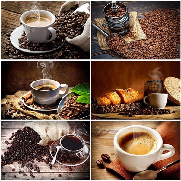 

diamond painting full round square drill 5d coffee arrival mosaic landscape art embroidery handmade kitchen decor