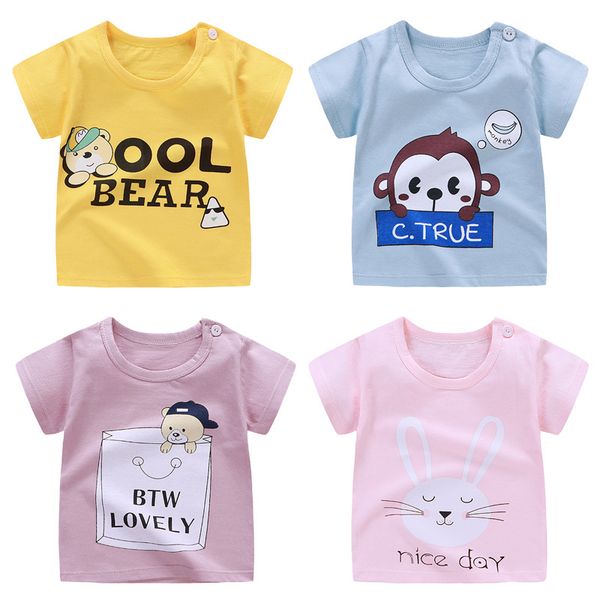 

2021 children t-shirt short sleeve cotton men's baby cartoon short-sleeved girl summer new korean single children's clothing, Blue