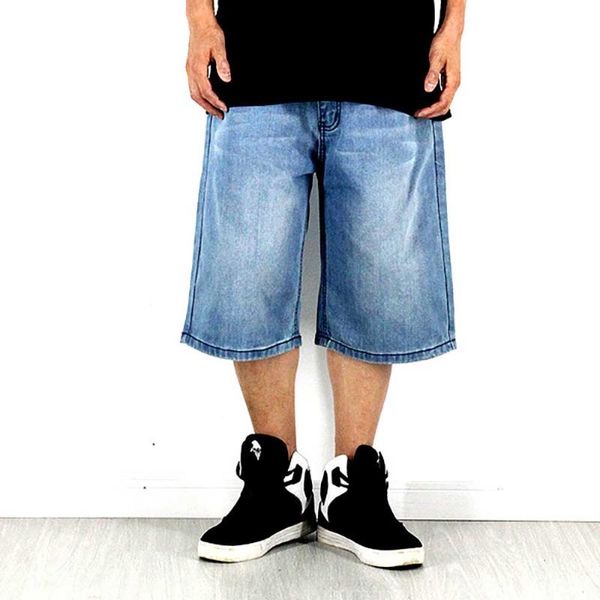 

men's shorts fashion summer denim men casual loose baggy jeans pants straight hiphop harem boardshorts streetwear wide clothing, White;black