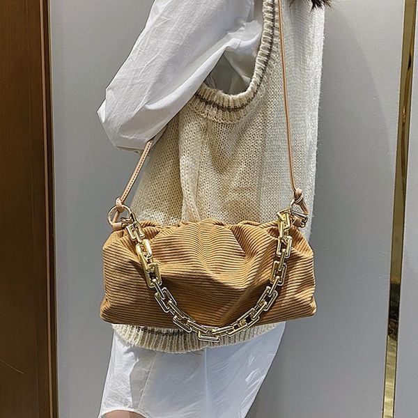

thick chain luxury handbags women bags designer brand clutch female 2021 fashion corduroy shoulder bag and purses cross body