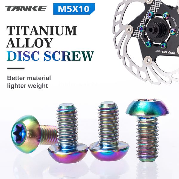 12pcs M5x10mm Fixação de freio de disco parafusos de fixação de montanha bicicleta tc4 titanium disco parafusos bicicleta peças acessórios de equitação