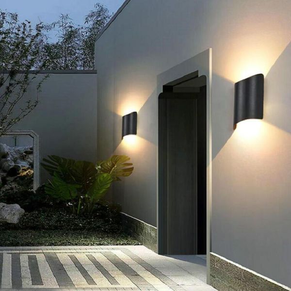

modern waterproof outdoor 15w led wall lamp ip65 aluminum up and down light garden porch sconce decoration 110v 220v lamps