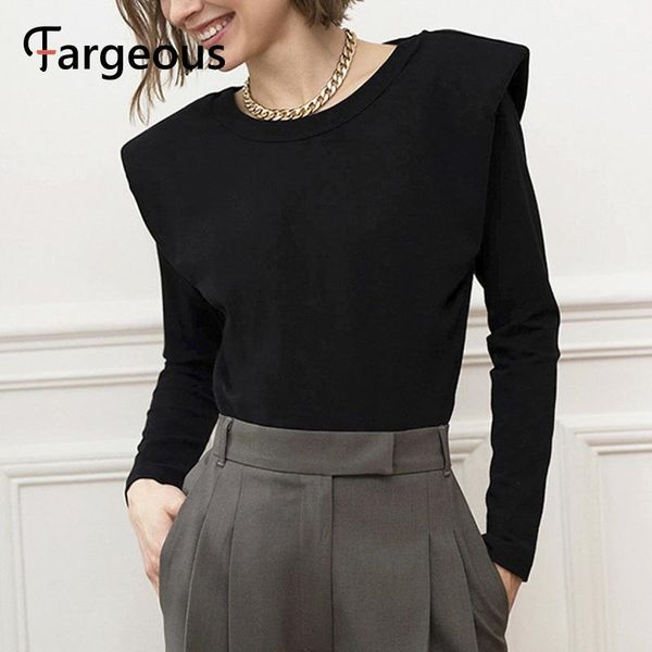 

women's blouses & shirts fargeous fashionable black office shirt autumn winter personalized long sleeve high street style slim fit 2021, White