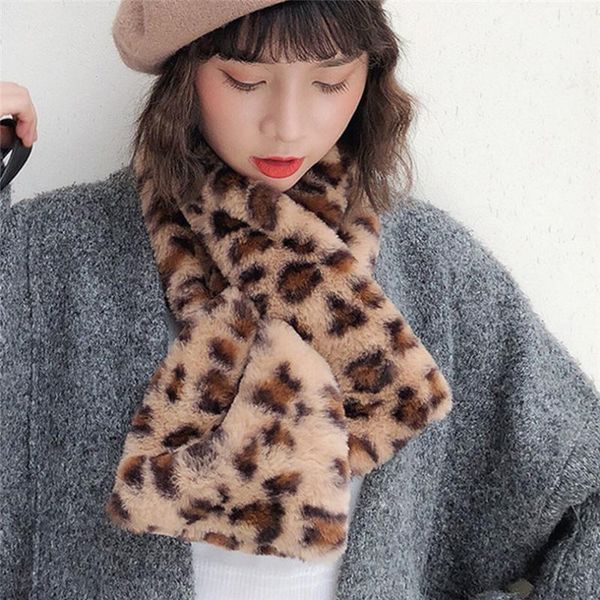 

leopard plush scarf women winter warm scarves fashion thicken grass fur collar thickening snood foulard a40, Blue;gray