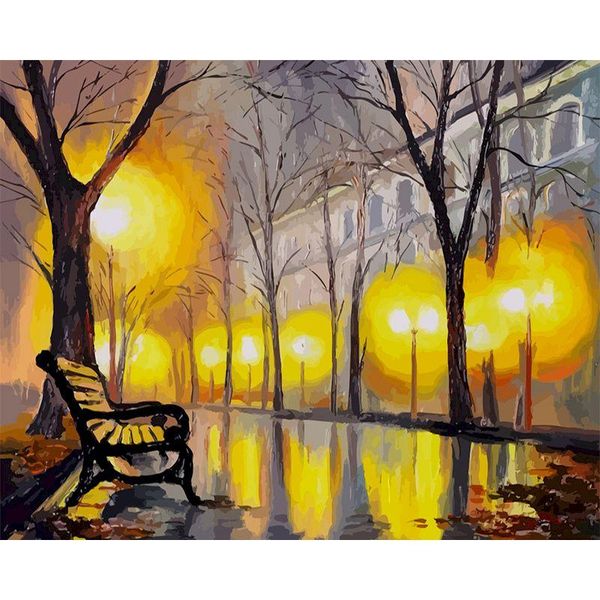 

paintings selilali diy oil painting by numbers kits fall street landscape picture number 40x50cm acrylic paint coloring on canvas wall
