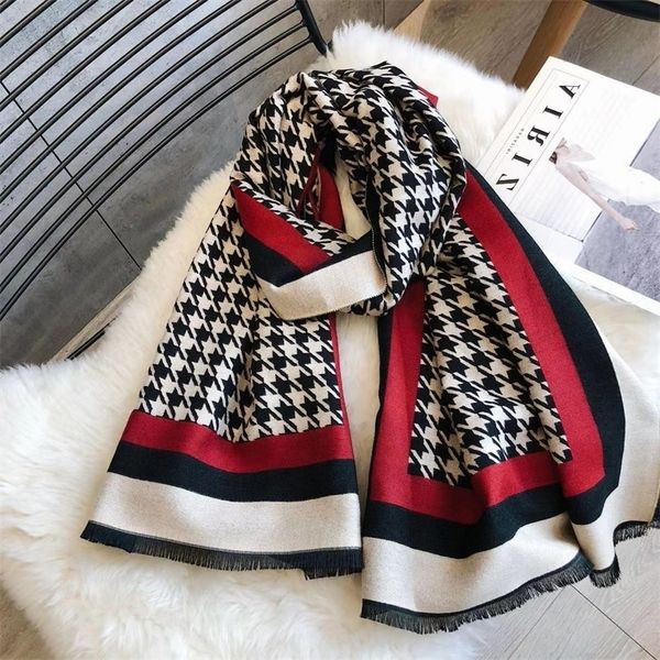 

qianniaoge new cashmere like scarf for women in autumn and winter, Blue;black