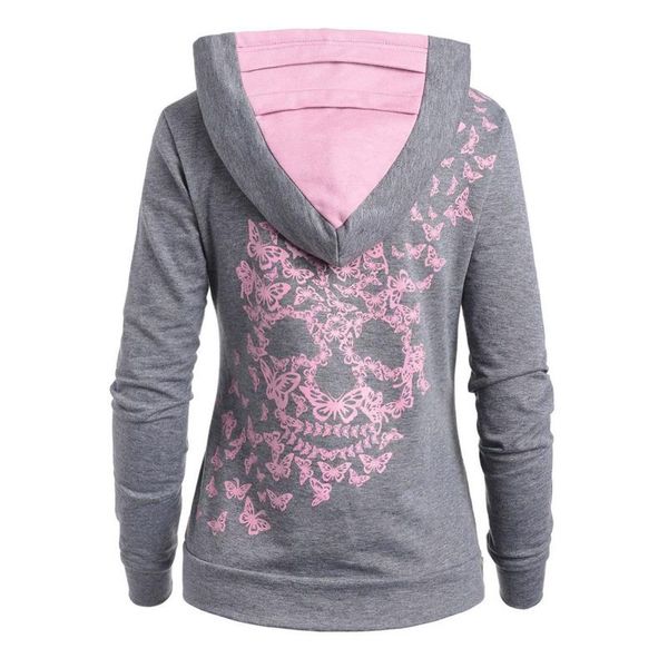 

women's hoodies & sweatshirts fashion skull print harajuku kawaii oversized hoodie woman clothes halloween butterfly, Black