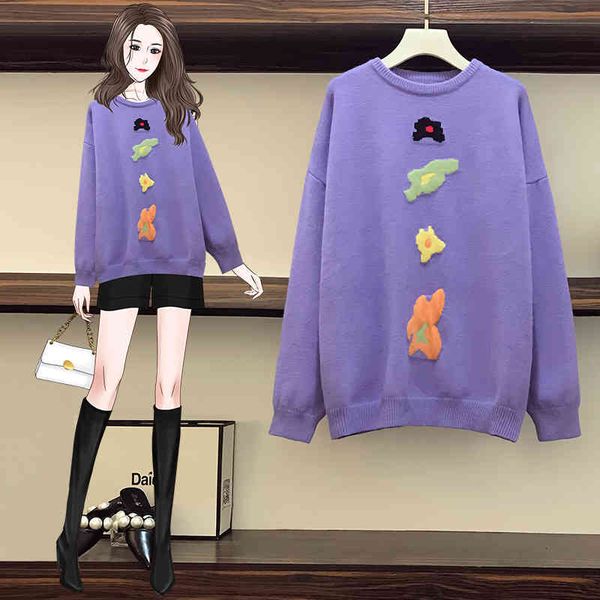 

women's sweaters loose sweater factory female fall purple flower stamped tightly knit printed with star harajuku w178 3qi8, White;black