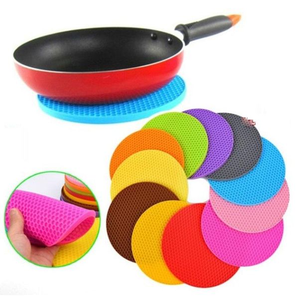 

mats & pads silicone heat insulation pad honeycomb cushion round table mat non-slip