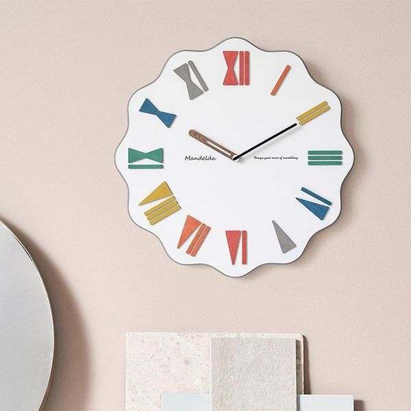 

wall clocks creative simple modern design clock roman numerals minimalist decor living room wood wandklok decorations