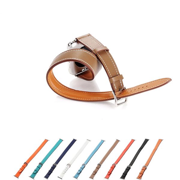 Smart Straps Double Tour Smart Straps für Apple Watch Ultra 49 mm Band 41 mm 45 mm 44 mm 40 mm 42 mm 38 mm Strukturiertes Echtleder-Armbandarmband iWatch-Serie 8 7 3 4 5 se