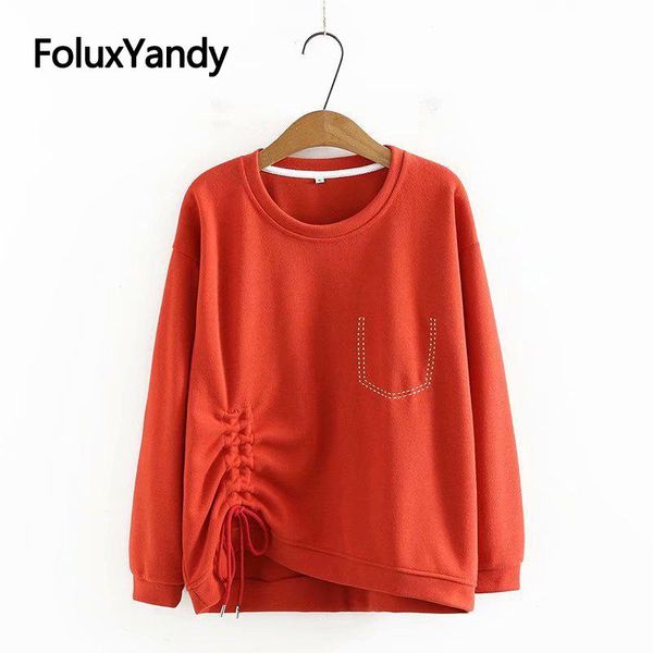 

plus size t-shirt o-neck autumn women solid loose long sleeve t-shirts pullovers 3xl 4xl kkfy5726