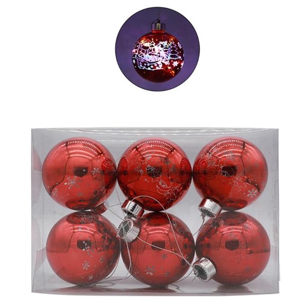 

party decoration 6pcs christmas shatterproof ball with led lights battery operated shiny glitter luminous hanging pendant xmas tree decor