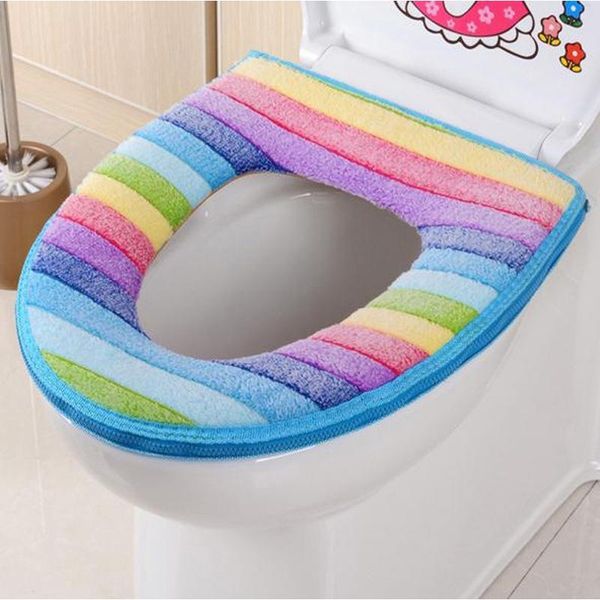 

rainbow coral velvet warm and comfortable toilet seat cover for bathroom pumpkin pattern cushion pads covers