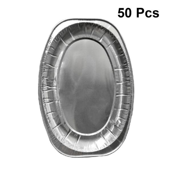 

tools & accessories 20pcs disposable oval serving plates aluminium foil tray dishes tableware for catering bbq banquet parties (random