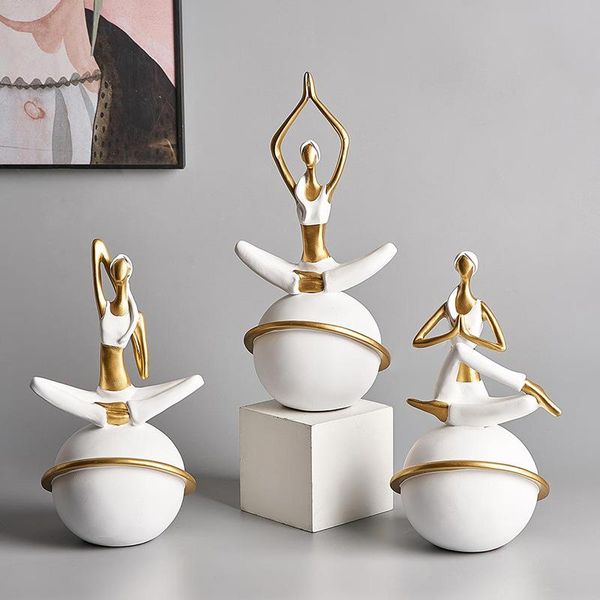 

decorative objects & figurines nordic yoga action resin ornaments for girls dance room gymnasium counter layout decoration accessories home