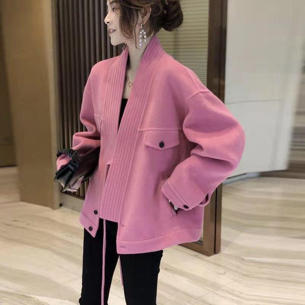 

women's jackets 2021 spring autumn woolen jacket european and american short foreign style fashion long sleeve loose female, Black;brown