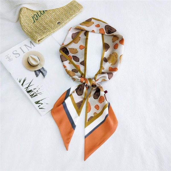 

scarves luxury silk scarf women designer long small printing color skinny bag head ladies, Blue;gray