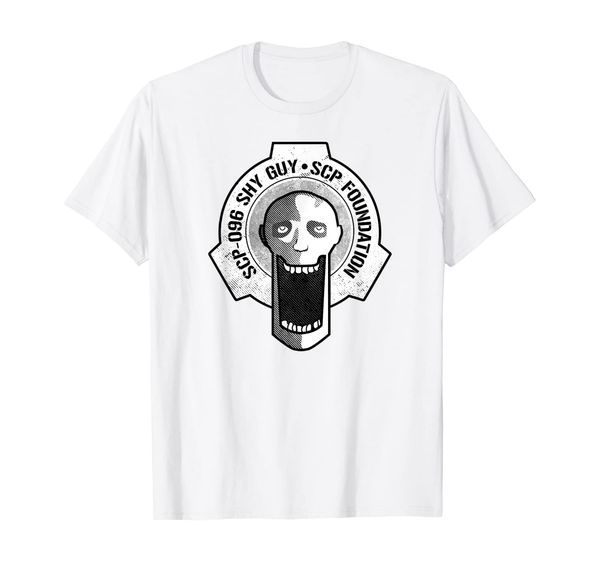 

scp-096 shy guy scp foundation t-shirt, White;black