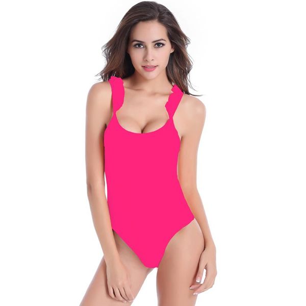 

little ruffles monokini swimsuit double shoulders girls swimming wear women bathing suits high cut one piece swimwear one-piece