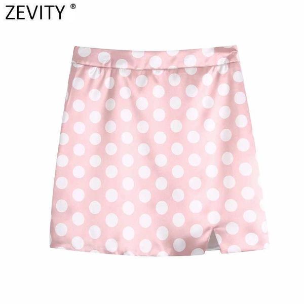 

zevity women sweet polka dots print pink skirt faldas mujer female back zipper chic hip package slimming vestidos qun731 210603, Black