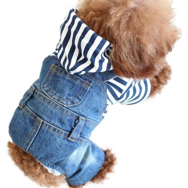 

puppy jumpsuit pet four-legged costume clothes small dog pajamas autumn and winter cat fashion stripe clothing vest apparel