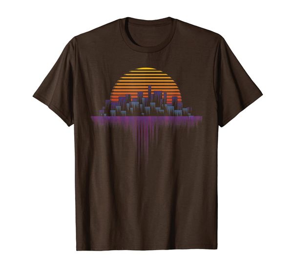 

synthwave outrun vaporwave city sunset aesthetic t shirt, Mainly pictures