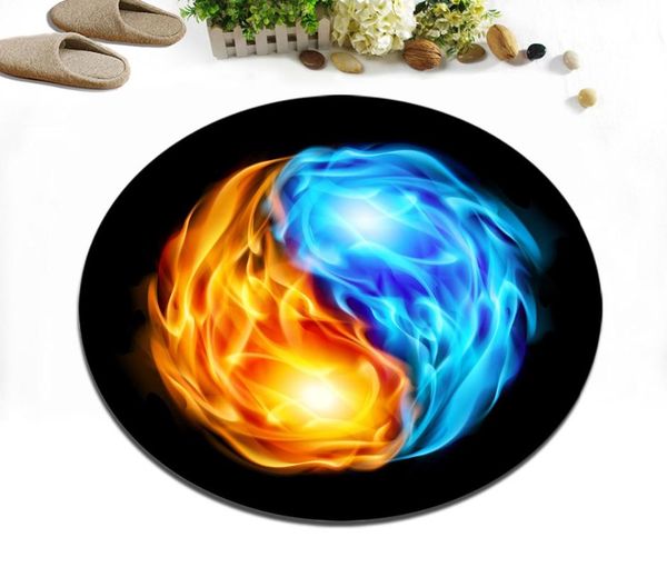 

bath mats red and blue fire symbol yin yang round indoor living room area mat bedroom floor cushion bathroom non-slip carpet home door rug