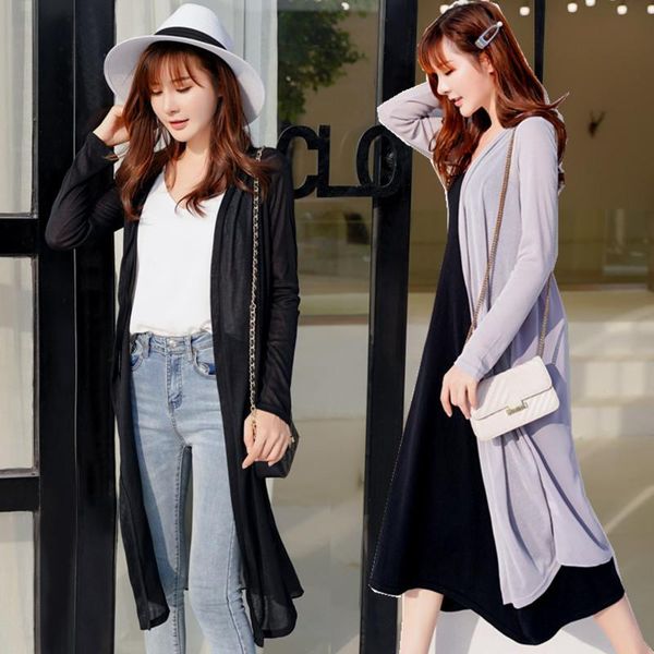 

women's jackets big size 4xl spring autumn women fashion elegant knit chiffon outwear ladies female plus large solid cardigan jacket c, Black;brown
