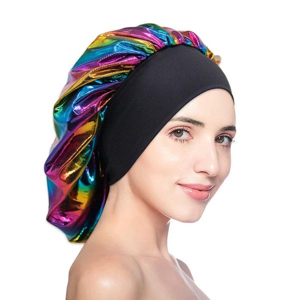 

beanie/skull caps single layer laser shower cap elastic wide-brimmed night chemotherapy ladies turban, Blue;gray