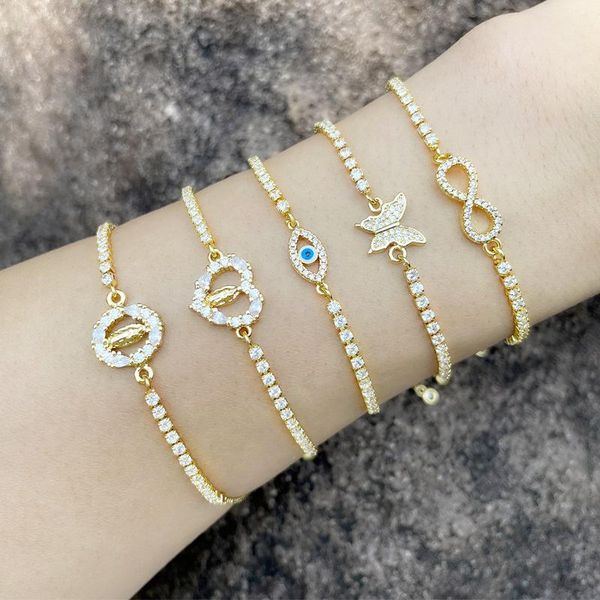 

charm bracelets micro paved cz zircon ethnic turkish evil eye bracelet women entry lux butterfly link chain for jewelry as-38, Golden;silver