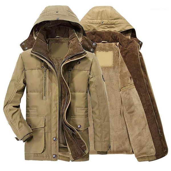 

men's down & parkas plus size 5xl winter men hooded fur linner thicken jacket male casual overcoat hat detachable coats man jaqueta mas, Black